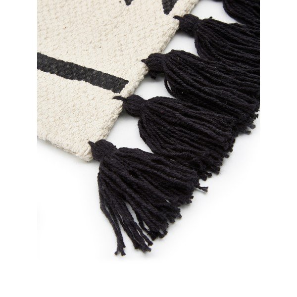 Tappeto in cotone beige e nero tessuto a mano , 70 x 140 cm Rita - Westwing Collection-image-4