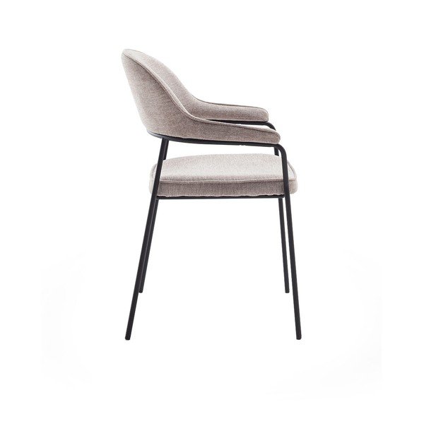 Sedia da pranzo beige con braccioli Kindersley – Unique Furniture-image-2