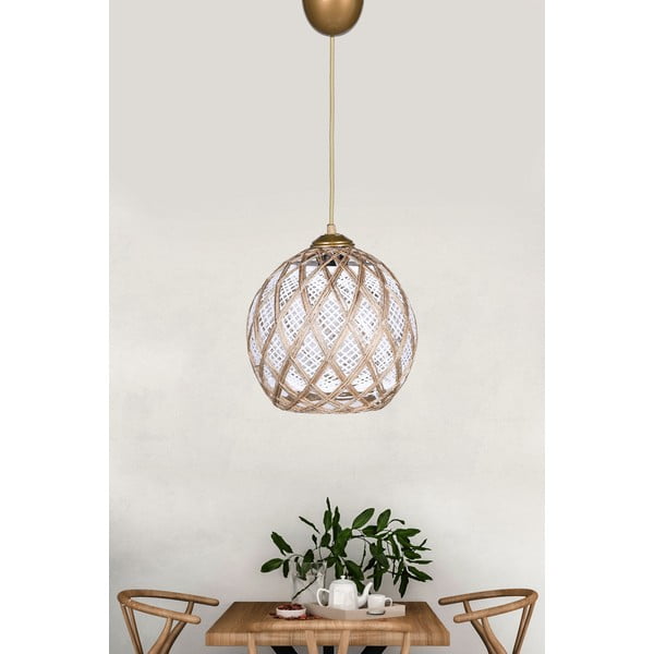 Lampadario bianco/beige con paralume in tessuto ø 22 cm – Opviq lights-image-1