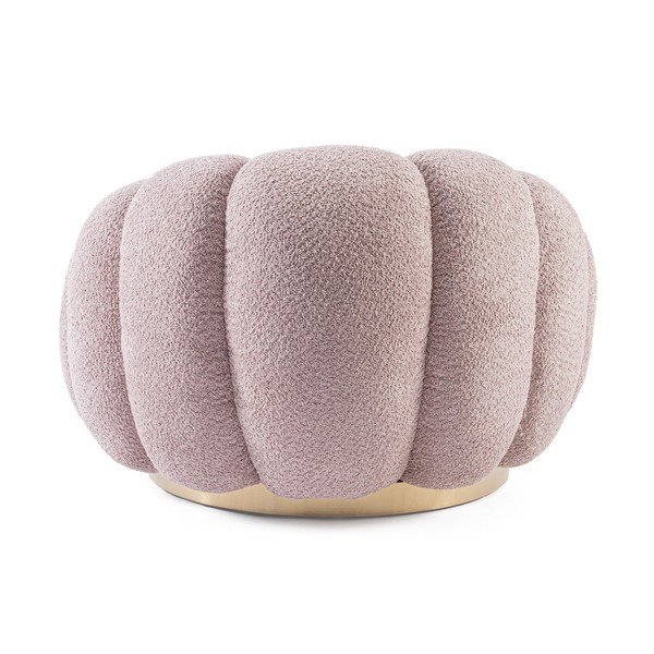 Poltrona rosa girevole con rivestimento in bouclé Florel – Bizzotto-image-4