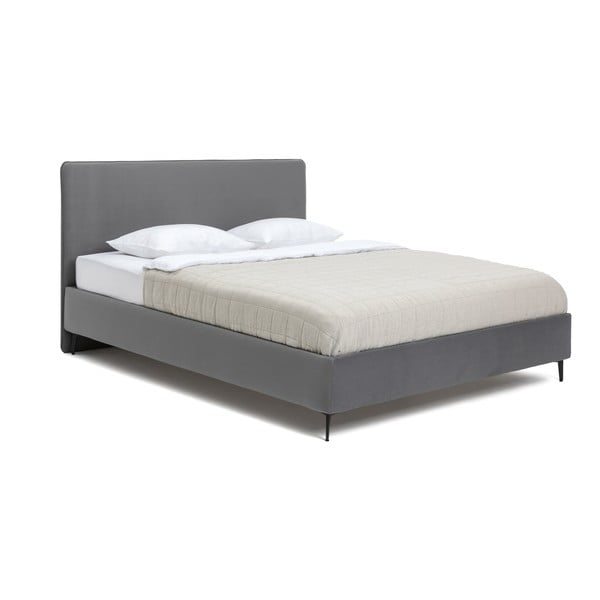 Letto matrimoniale imbottito grigio con materasso incluso/con rete inclusa 160x200 cm Noira Slim – Bonami Selection