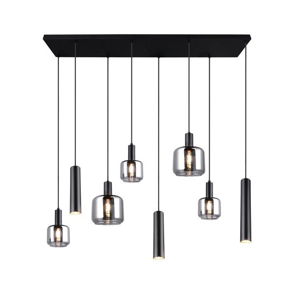 Lampadario nero con paralume in metallo-vetro Mataro - Trio-image-2