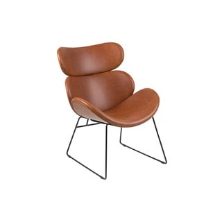 Poltrona in similpelle marrone con gambe nere Cazar - Actona