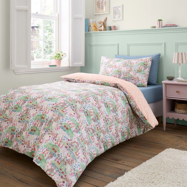 Set copripiumino e federa da bambini in cotone per letto singolo 135x200 cm Meadow Bunnies – Belle & Boo-image-1