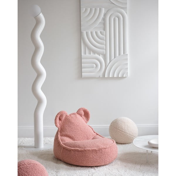 Pouf a sacco per bambini rosa con rivestimento in bouclé Bear – Wigiwama-image-2