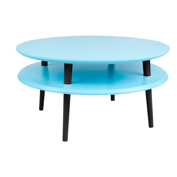 Tavolino turchese con gambe nere UFO, Ø 70 cm - Ragaba