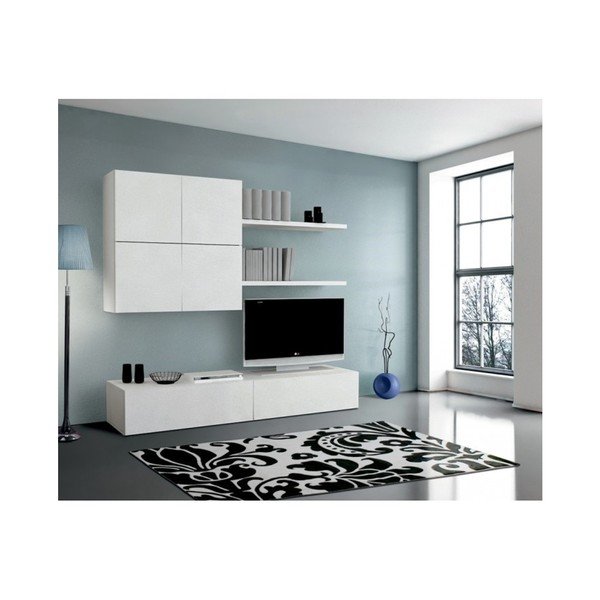 Parete soggiorno in legno bianco Diego - Evergreen House