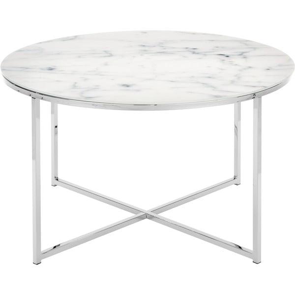 Tavolino con poggiapiedi in decoro argento , ø 80 cm Antigua - Westwing Collection