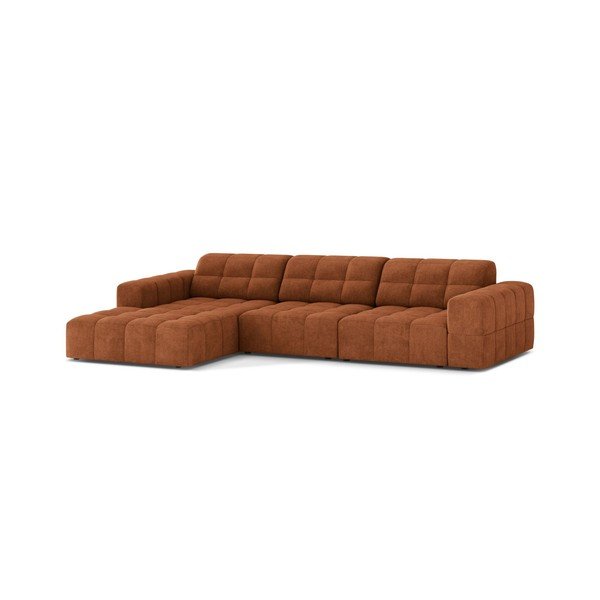 Divano angolare color terracotta (con penisola a sinistra/con chaise lounge) con rivestimento in ciniglia Chicago – Cosmopolitan Design-image-1