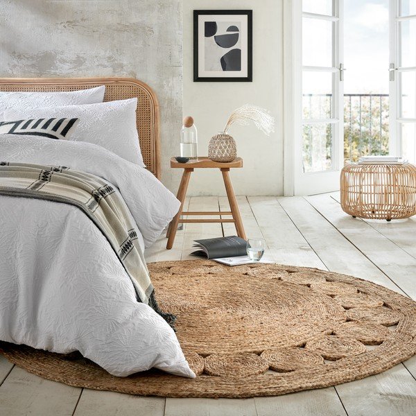 Tappeto rotondo beige/di colore naturale in iuta tessuto a mano ø 150 cm Arya – Flair Rugs-image-1