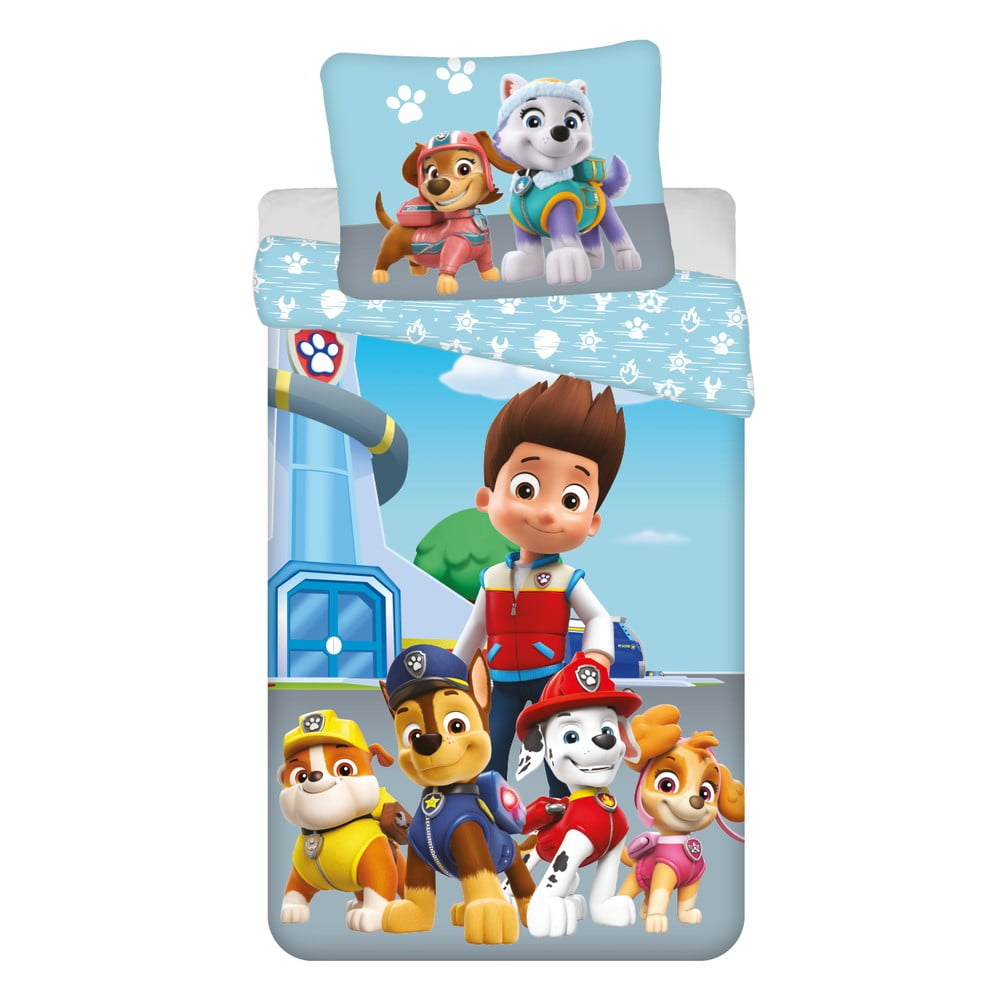 Set copripiumino e federa da bambini blu in cotone per letto singolo 140x200 cm Paw Patrol – Jerry Fabrics | Biancheria da letto per bambini