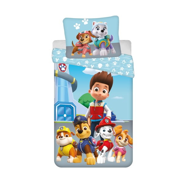 Set copripiumino e federa da bambini blu in cotone per letto singolo 140x200 cm Paw Patrol – Jerry Fabrics