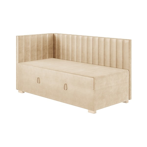 Letto da bambini con sponde beige con contenitore con materasso incluso 90x200 cm Snugi – Ghado-image-3