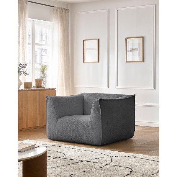 Poltrona grigio scuro con rivestimento in bouclé Giorgia – Bobochic Paris-image-1