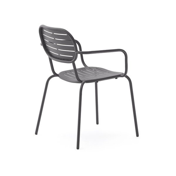 Sedia da giardino in metallo grigio scuro Brai - Kave Home-image-4