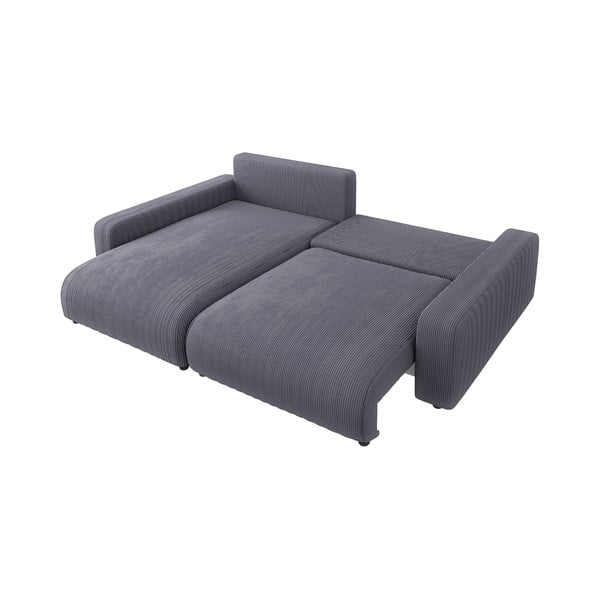 Divano letto angolare in velluto a coste grigio scuro (penisola variabile) Sara - Ropez-image-3