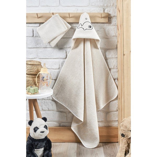 Asciugamano crema con cappuccio 3 pezzi Mila - Mila Home-image-1