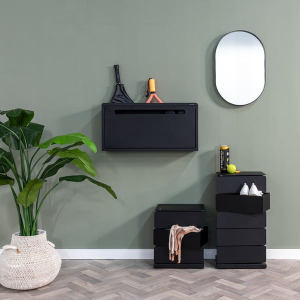 Scarpiera nera in metallo con ante ribaltabili/da parete 76x38x18 cm Sportiva – Spinder Design-image-1