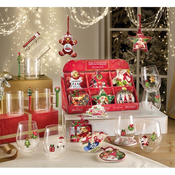 Tazze in set in vetro a tema natalizio 2 pz 450 ml Long Live Xmas – Brandani-image-1