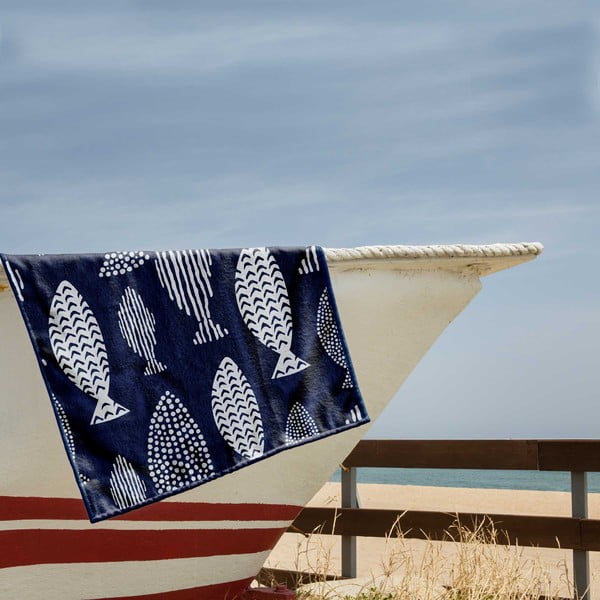 Telo mare blu scuro 90x180 cm Fish - DecoKing-image-1