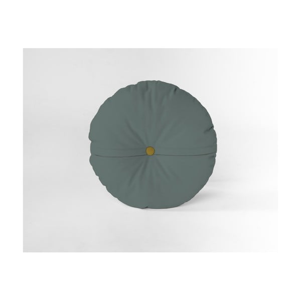 Cuscino decorativo rotondo con rivestimento in velluto Turchese, ⌀ 35 cm - Velvet Atelier-image-1