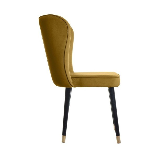 Hořčicová jídelní židle s detaily ve zlaté barvě JohnsonStyle Odette French Velvet-image-1