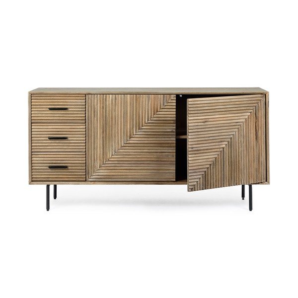 Credenza di colore naturale in mango massiccio 160x83x40 cm Darsey – Bizzotto-image-4