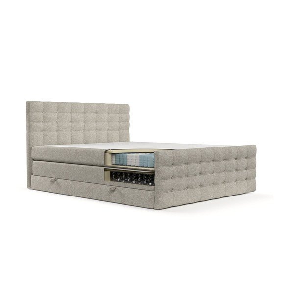 Letto boxspring beige con contenitore 200x200 cm Blend – Maison de Rêve-image-3