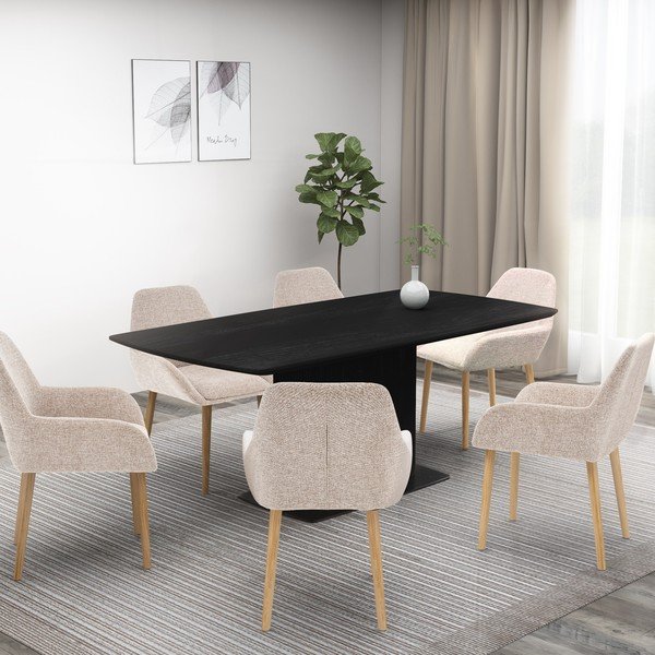 Sedie da pranzo in set beige in tessuto con braccioli 2 pz Carlton – Støraa-image-2
