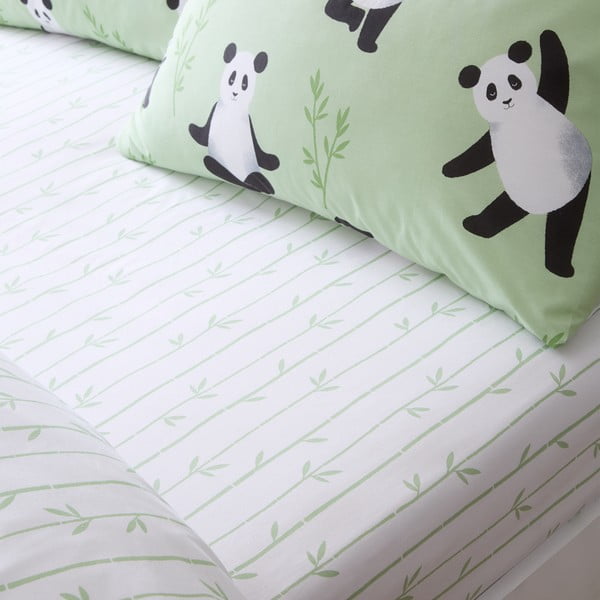 Lenzuolo con angoli per bambini bianco per letto matrimoniale 135x190 cm Panda Paws – Catherine Lansfield-image-1