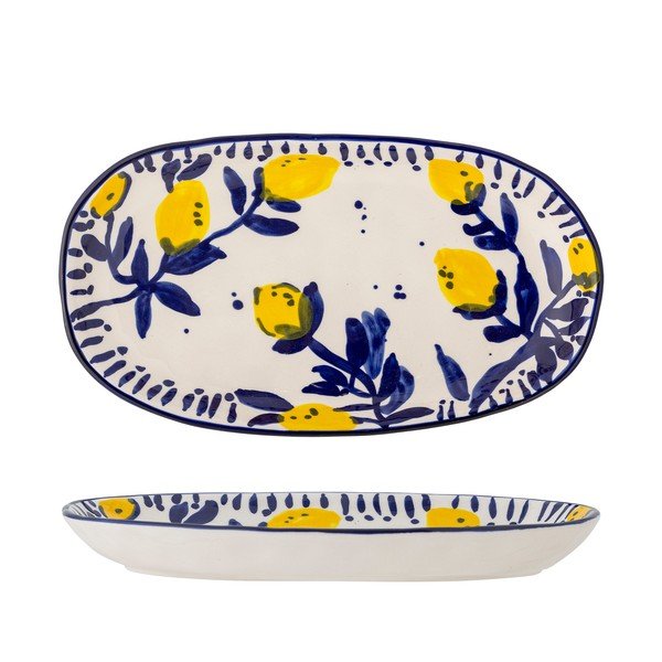 Piatto da portata bianco/blu in gres Maxima – Bloomingville