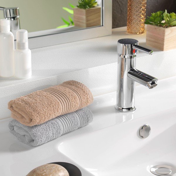 Asciugamano tipo terry marrone chiaro in cotone 30x50 cm Tendresse – douceur d'intérieur-image-1