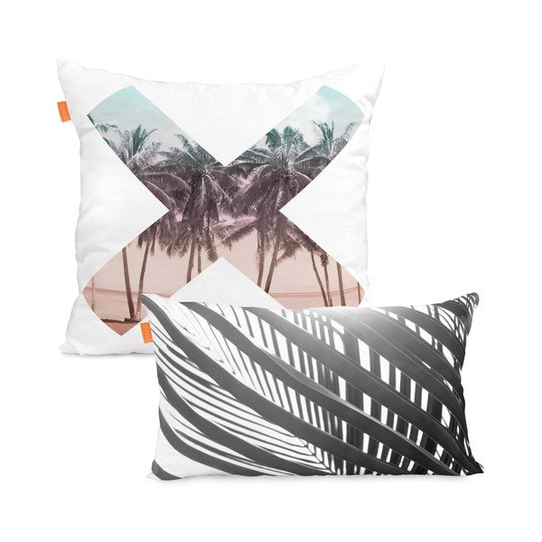Set di 2 federe in cotone Palm Tree - Blanc