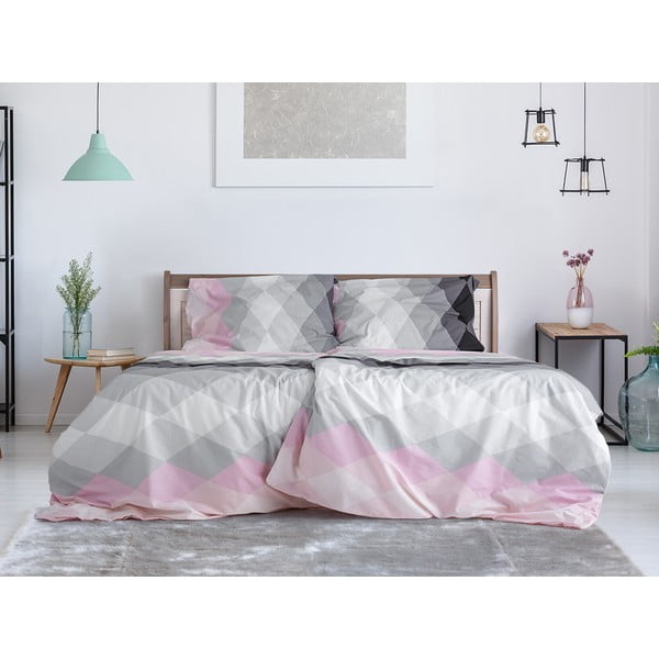 Biancheria da letto singola in crêpe rosa e grigio 140x200 cm Top Class - B.E.S.