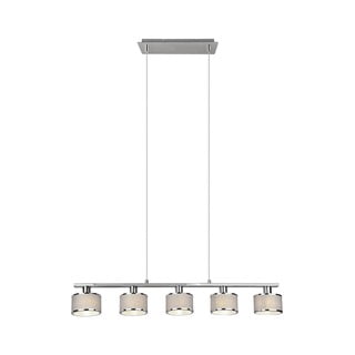 Lampada a sospensione in beige e argento con paralume in tessuto Kaprun - Trio