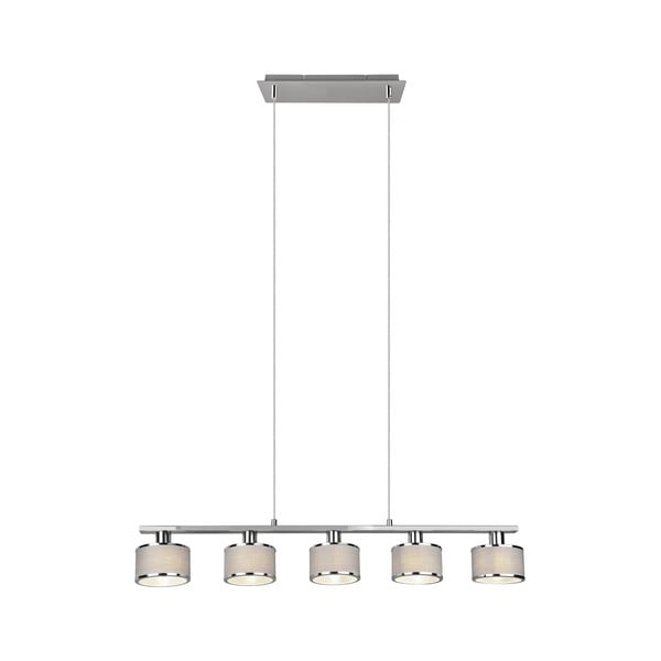 Lampada a sospensione in beige e argento con paralume in tessuto Kaprun - Trio