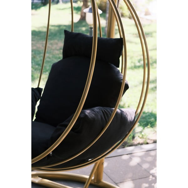 Sedia da giardino sospesa in nero e oro Damla - Floriane Garden-image-3