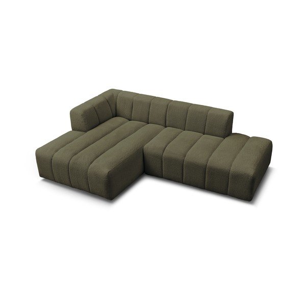 Divano angolare verde (penisola a sinistra/chaise lounge) con rivestimento in bouclé Annecy – Bobochic Paris-image-4