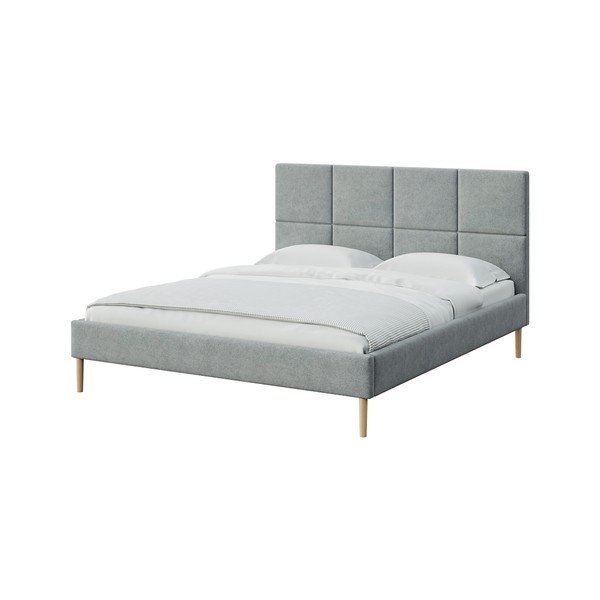 Letto matrimoniale imbottito grigio con rete inclusa 160x200 cm Alano – MESONICA