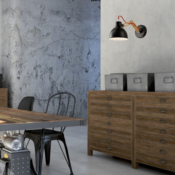 Lampada da parete nera/marrone ø 15 cm Marcello – LAMKUR-image-2