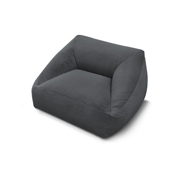 Puof a sacco grigio scuro con rivestimento in pelliccia sintetica Lilibet – Bobochic Paris-image-4