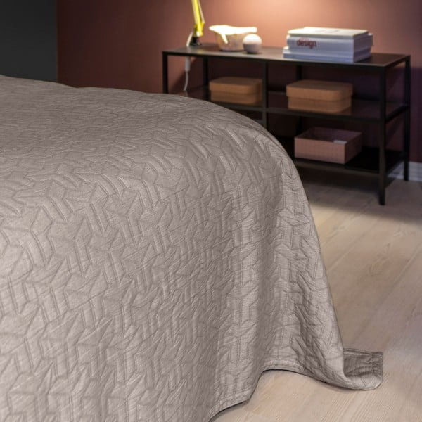 Copriletto singolo in cotone riciclato grigio 140x250 cm Trio - Mette Ditmer Denmark-image-1