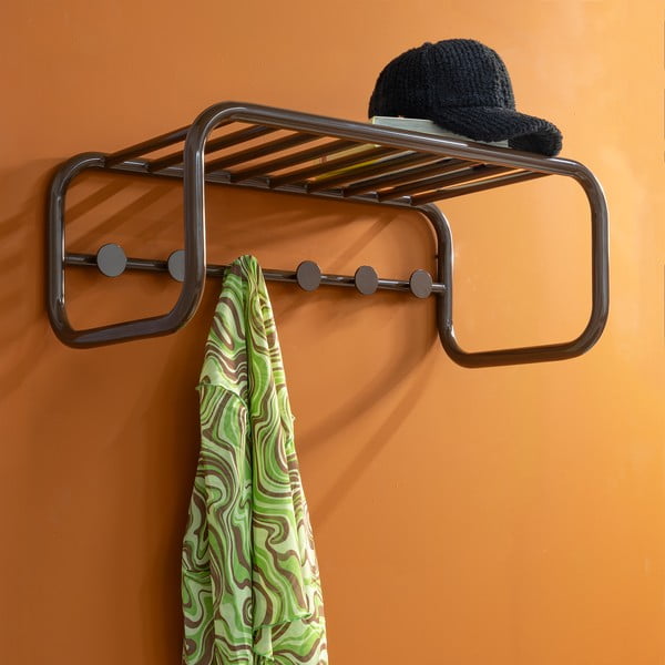 Attaccapanni da parete marrone scuro in metallo con scaffale 72 cm Retro – Spinder Design-image-4