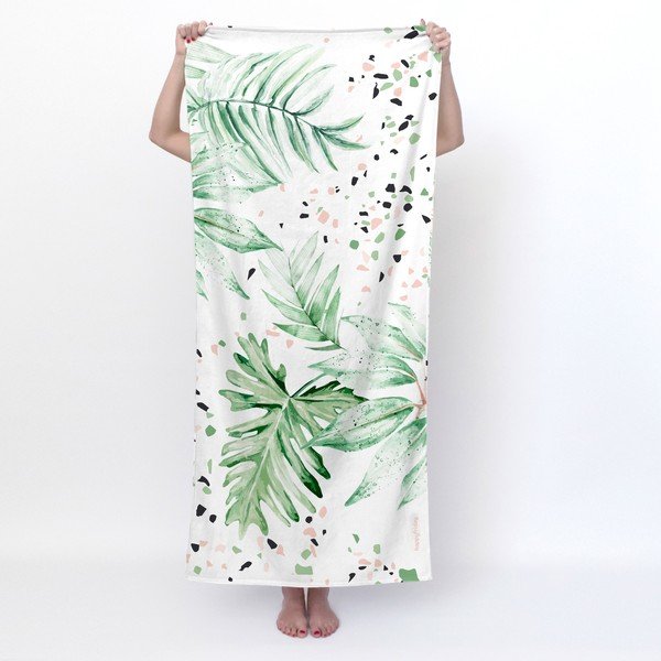 Telo da bagno bianco-verde 70x150 cm Delicate - Happy Friday-image-2