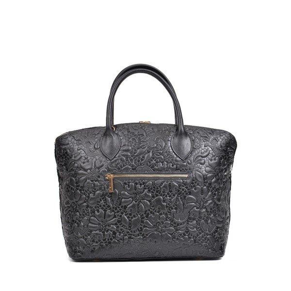 Borsa in pelle nera Bloom Nero - Anna Luchini-image-1