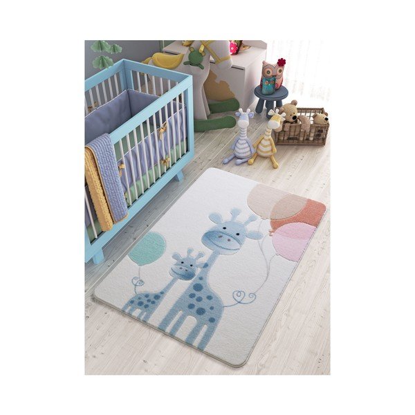 Tappeto azzurro per bambini Happy Giraffe, 133 x 190 cm - Confetti-image-1
