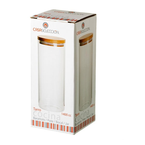 Vaso in vetro con coperchio in bambù , 1,4 l - Casa Selección-image-2