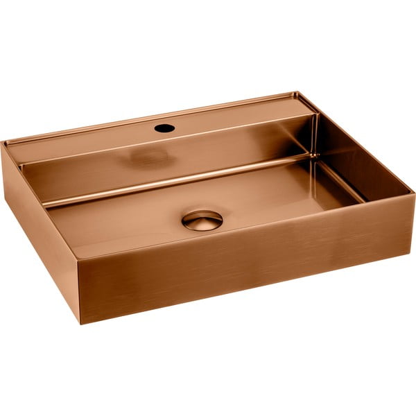 Lavabo color rame in acciaio inox 55x42 cm Aurum – Sapho