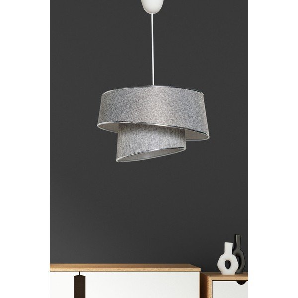 Lampadario grigio/argentato con paralume in tessuto ø 32 cm Barette – Opviq lights-image-1