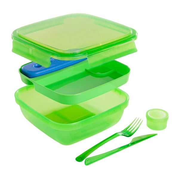 Cestino verde con posate e borsa termica Lunch, 1,5 l - Snips